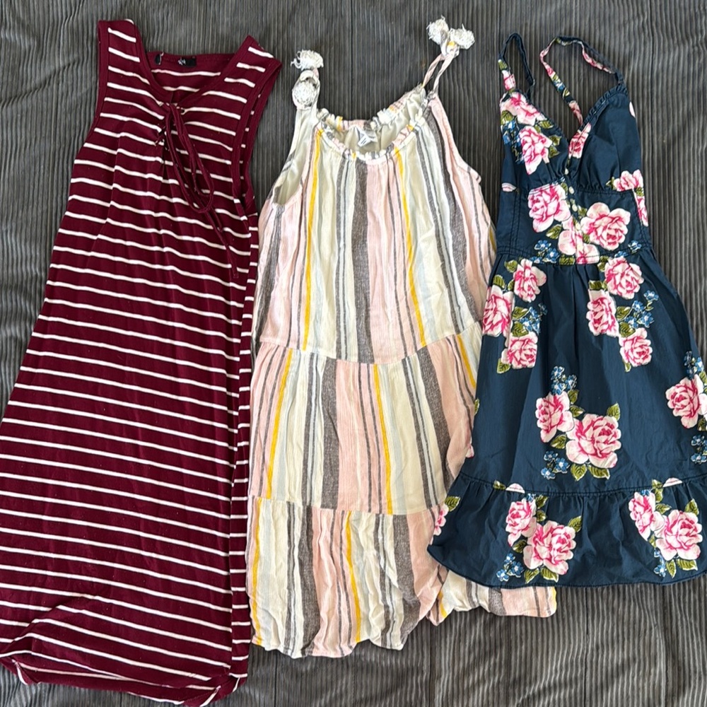 Girls 10/12 Striped and Floral Kids Dress Set